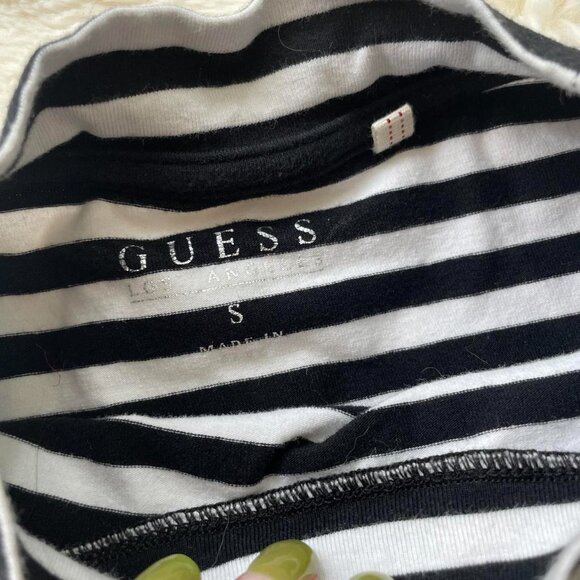 Guess Jeans Black & White Stripped Shirt with 3/4 Length Sleeves - Picture 3 of 4